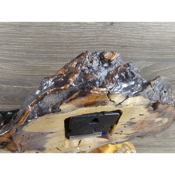 Vintage Live Edge Wood Desk Clock Standing 8" X 10.5" Hand Made - Picture 6 of 10